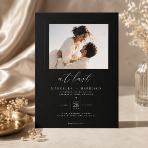 At Last Editorial Couple Photo Wedding  Invitation