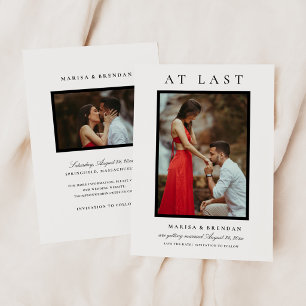At Last Elegant Black and White Photo Save The Date