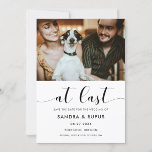 At last Elegant black and white Photo Save The Date