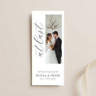 At last Elegant Script Modern Bookmark Photo Save The Date