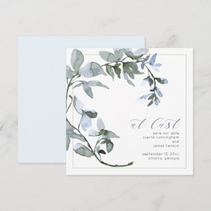 At Last Greenery Powder Blue Floral Save The Date