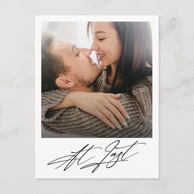 At Last Modern Photo Engagement Announcement  Postcard (Front)