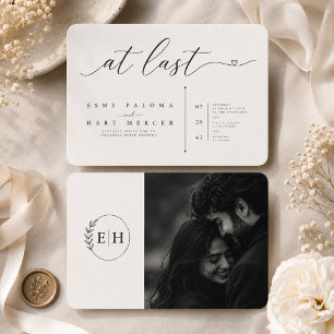 At Last Monogram Script Photo Wedding  Invitation
