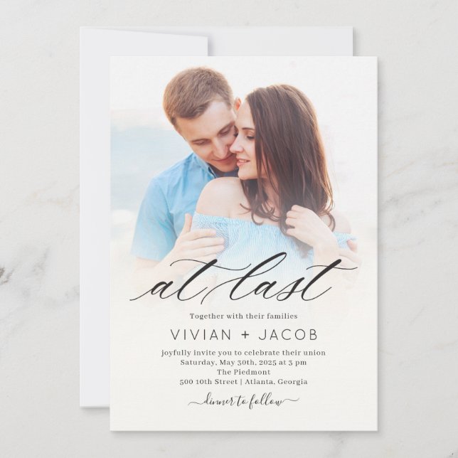 At Last Photo Wedding Invitation (Front)