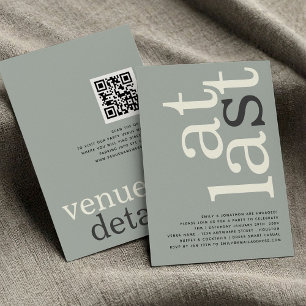 At Last QR Code Sage Ivory Engagement Invitation