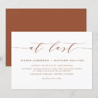 At Last Terracotta Minimalist Script Wedding