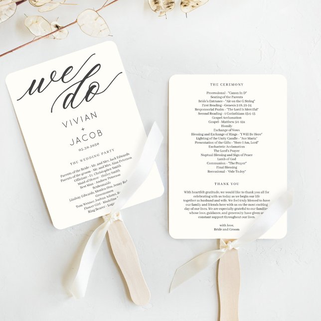 At Last We Do EDITABLE COLOR Wedding Program Fan (Creator Uploaded)