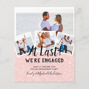 At Last We're Engaged - PHOTO Party  Invitations Flyer