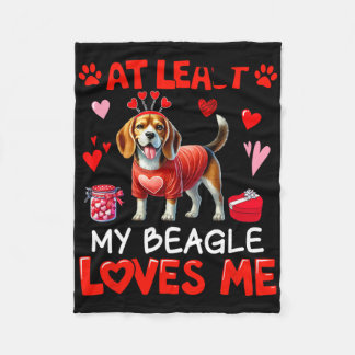 At Least My Beagle Loving Me Valentine's Single Ow Fleece Blanket