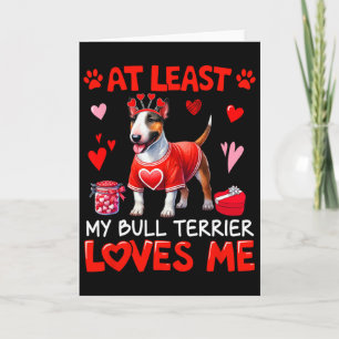 At Least My Bull Terrier Loving Me Valentine's Sin Card