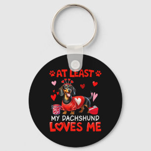 At Least My Dachshund Loving Me Valentine's Single Keychain