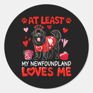 At Least My Newfoundland Loving Me Valentine's Sin Classic Round Sticker