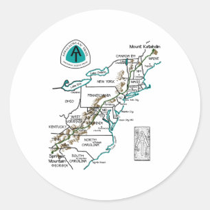 At Logo Appalachian Trail Hiking Map Classic Round Sticker