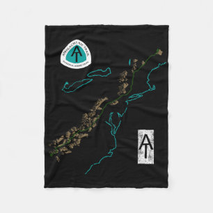 At Logo Appalachian Trail Hiking Map Fleece Blanket