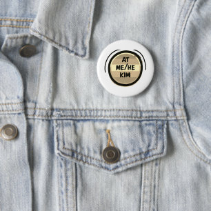 AT ME/HE KIM Pronoun Rainbow Circle Pride 2 Inch Round Button