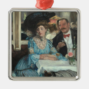 At Mouquins Restaurant NY - William Glackens - Metal Ornament