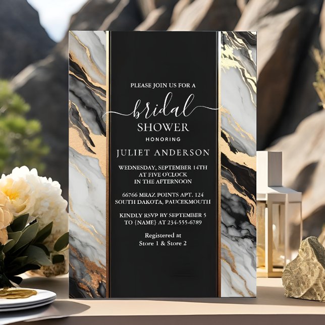 At Natural Work Stacked Stone Marble Bridal Shower Invitation (Creator Uploaded)