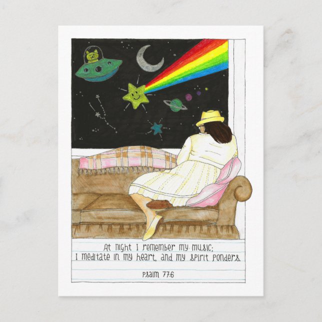 At Night I Meditate Inspirational Postcard (Front)