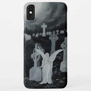 At night on the cemetery - Angel with Crow Case-Mate iPhone Case
