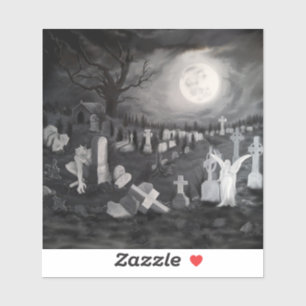 At night on the cemetery - Angel with Devil