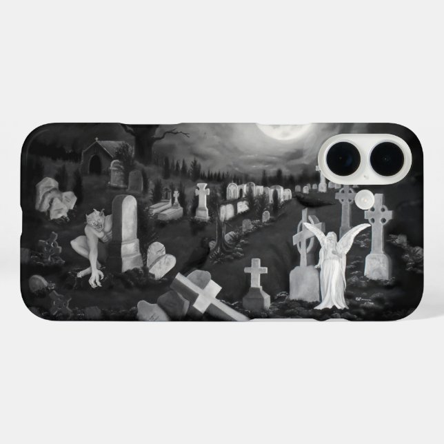At night on the cemetery - Angel with Devil Case-Mate iPhone Case (Back (Horizontal))