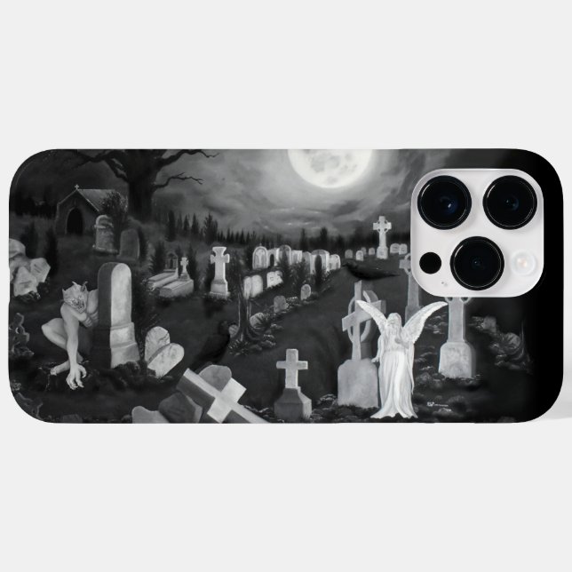 At night on the cemetery - Angel with Devil Case-Mate iPhone Case (Back (Horizontal))