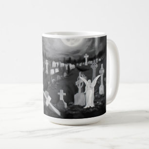 At night on the cemetery - Angel with Devil Coffee Mug