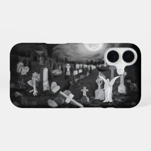 At night on the cemetery - Angel with Devil iPhone 16 Case