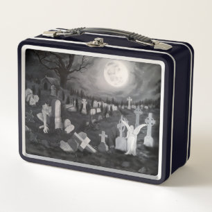 At night on the cemetery - Angel with Devil Metal Lunch Box