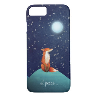at peace ~ Charming Fox Sitting Under a Full Moon Case-Mate iPhone Case