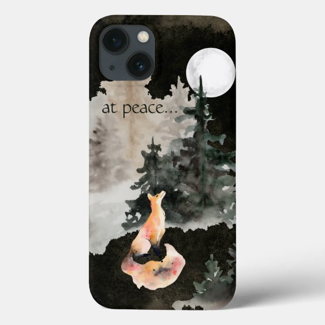 at peace ~ Fox and Full Moon Woodland Case-Mate iPhone Case (Back)