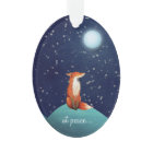 at peace, Personalized Fox and Full Moon Christmas