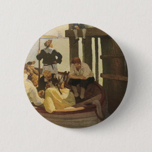 At Queen's Ferry by NC Wyeth, Vintage Pirates 2 Inch Round Button