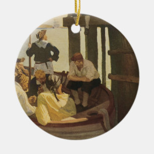 At Queen's Ferry by NC Wyeth, Vintage Pirates Ceramic Ornament