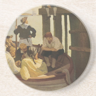 At Queen's Ferry by NC Wyeth, Vintage Pirates Coaster