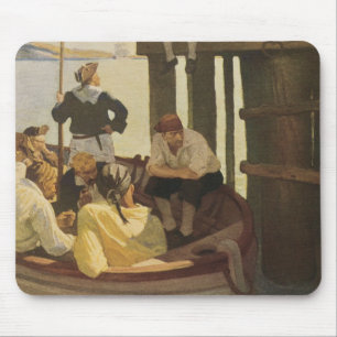 At Queen's Ferry by NC Wyeth, Vintage Pirates Mouse Pad