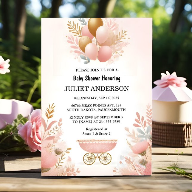 At Rose Boho Gold Mom Chic Spring Baby Girl Shower Invitation (Creator Uploaded)