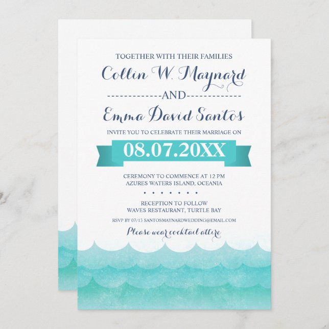 At Sea Nautical Wedding Invitations (Front/Back)