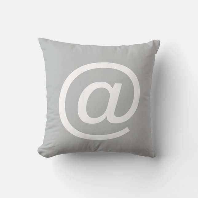 @ (at sign) button pillow, Grey & White Throw Pillow (Front)