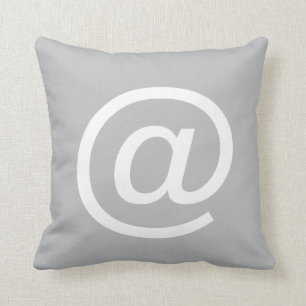 @ (at sign) button pillow, Grey & White Throw Pillow
