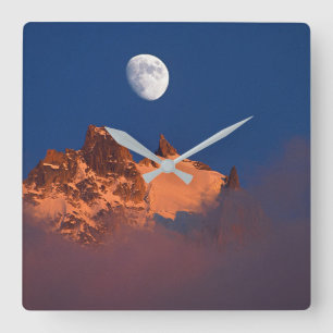At Sunrise   Aiguille du Plan Chamonix, France Square Wall Clock