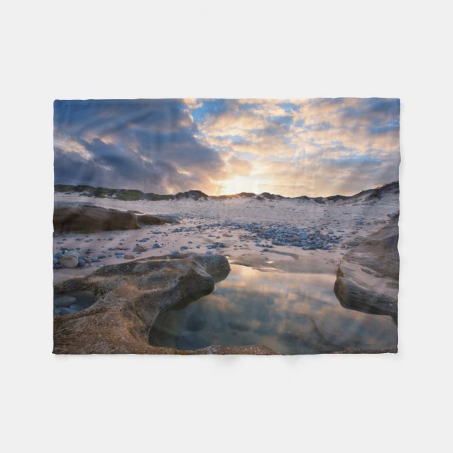 At Sunset In A Puddle Fleece Blanket (Front (Horizontal))