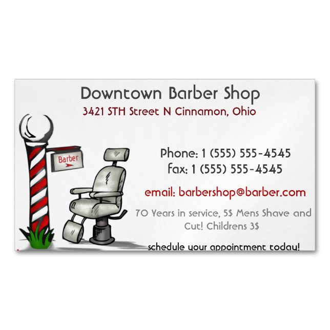 At The Barber Shop Magnetic Business Card (Front)