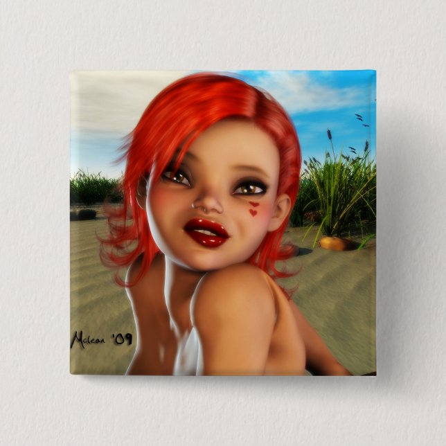 At the Beach 2 Inch Square Button (Front)
