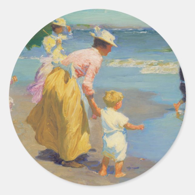 At The Beach - Edward Potthast Classic Round Sticker (Front)