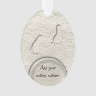 At the beach - footprints in sand ornament