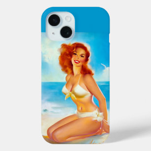 At the beach pin up iPhone 15 case