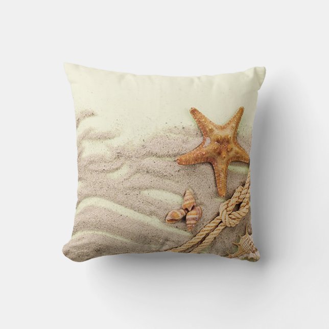 At the Beach  Throw Pillow (Front)