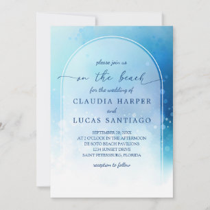 At the Beach Watercolor Arch Wedding Invitation