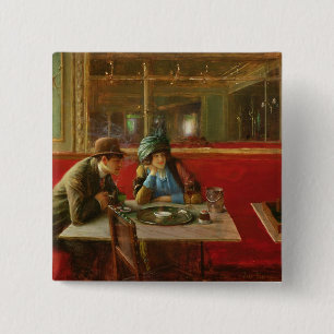 At the Cafe 2 Inch Square Button